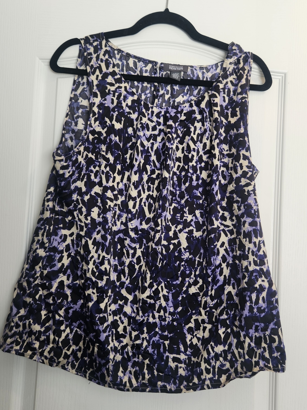 Kenneth Cole Reaction Printed Sleeveless Top L Euc